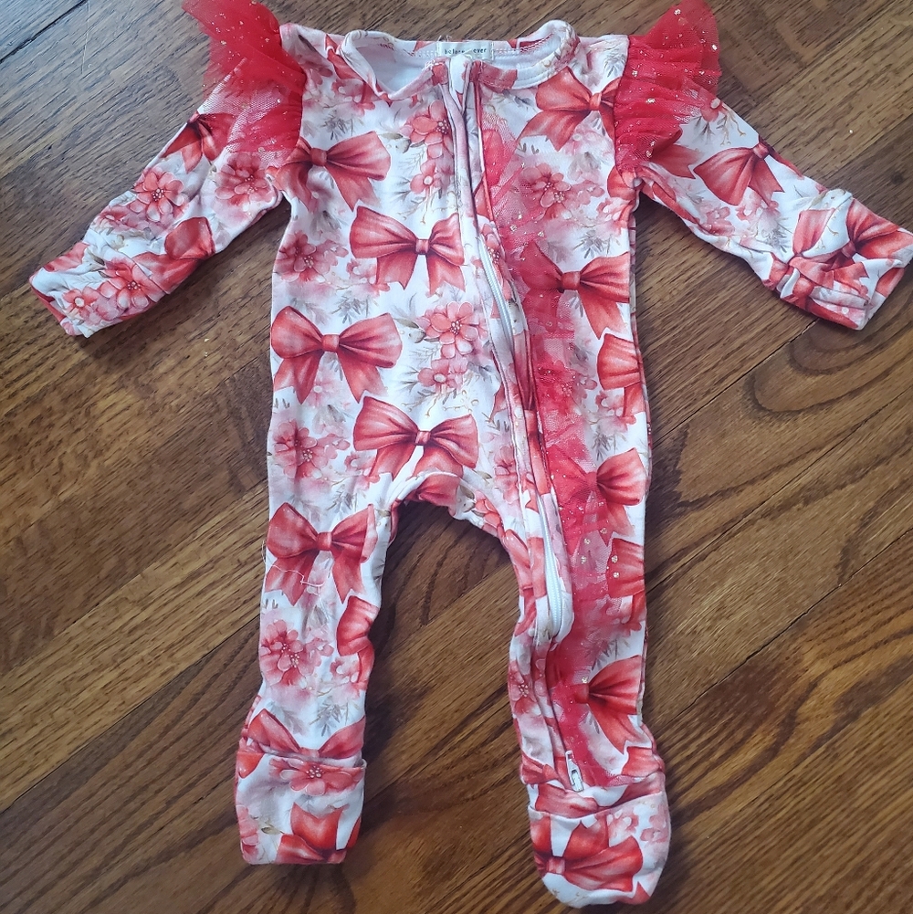 Before And Ever Baby Girl Zipped Onesie Pajamas 0-3 Months